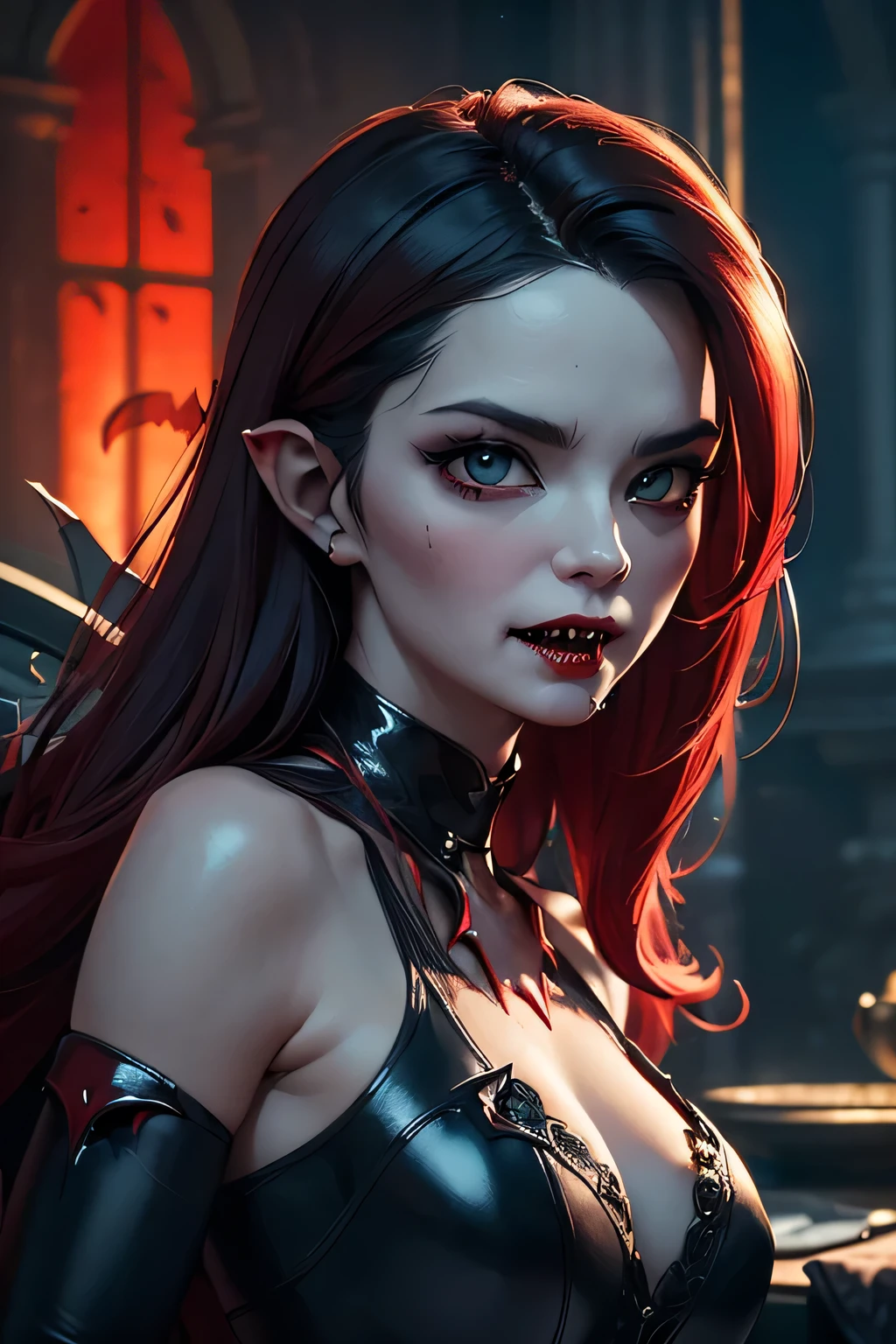 A very pal humanoid character, her name is (The Scarlet Witch), 25 years old, she is crazy, nuts, horror, she is creepy, she is scary, shock value, very evil, she is skinny, evoke, fear, terror, dread, decay, disgust, she is a Psycho, dark, unusually attractive, scraggly, emaciated, twisted, frightening, sick, solo, close up, (messy_long_dark_hair), fog, evil eyes, eyes glowing, luring, (she is wearing a very dirty old torn_red_dress), fall weather, dusk, full body, floating in the air, in a dark forest