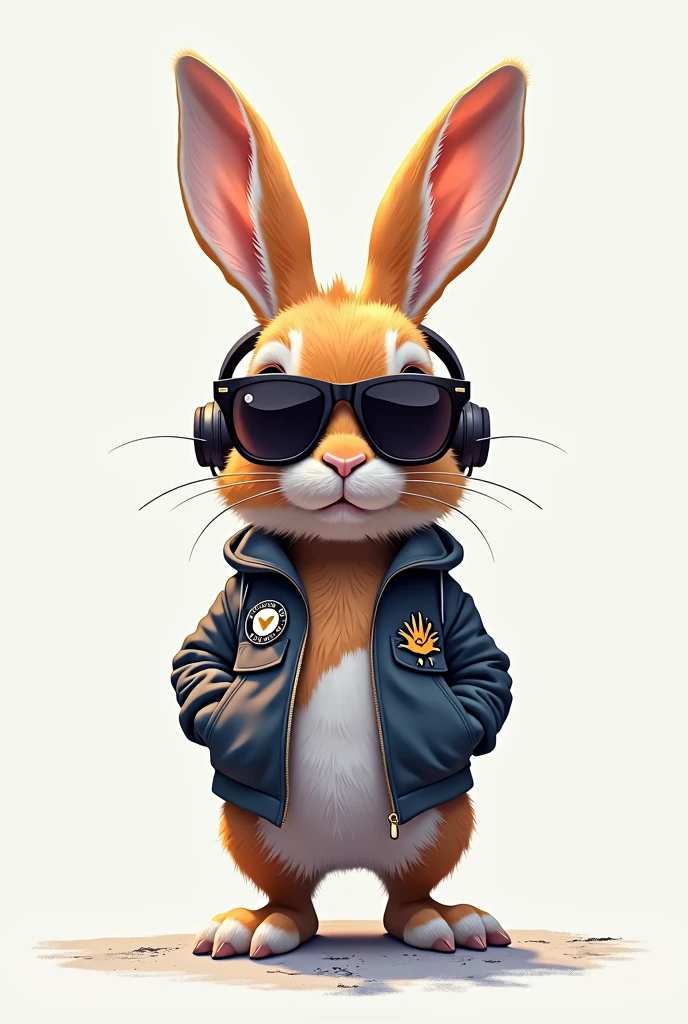 Cute and adorable cartoon anthropomorphic rabbit in delivery suit、Anime Nendoroid、Fantasia、Super Cute、trending on artstationh、furred、Cool rabbit with sunglasses、Stickers with anime illustrations、Carrot