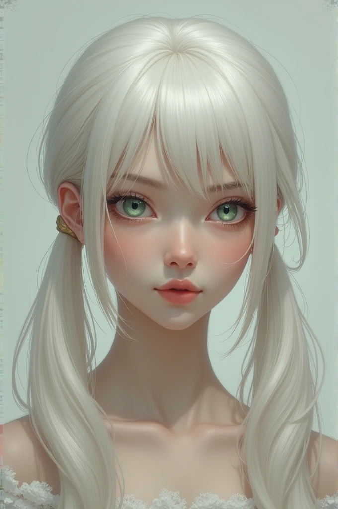 Melissa was an extraordinarily beautiful girl, she had a kind of angelic energy, Her hair is cream or ivory with sky blue streaks with bangs, it's long to her lower back, it's straight but slightly wavy, and her eyes are hazel but slightly greenish, She's fair-skinned. She was also tall 1,70       