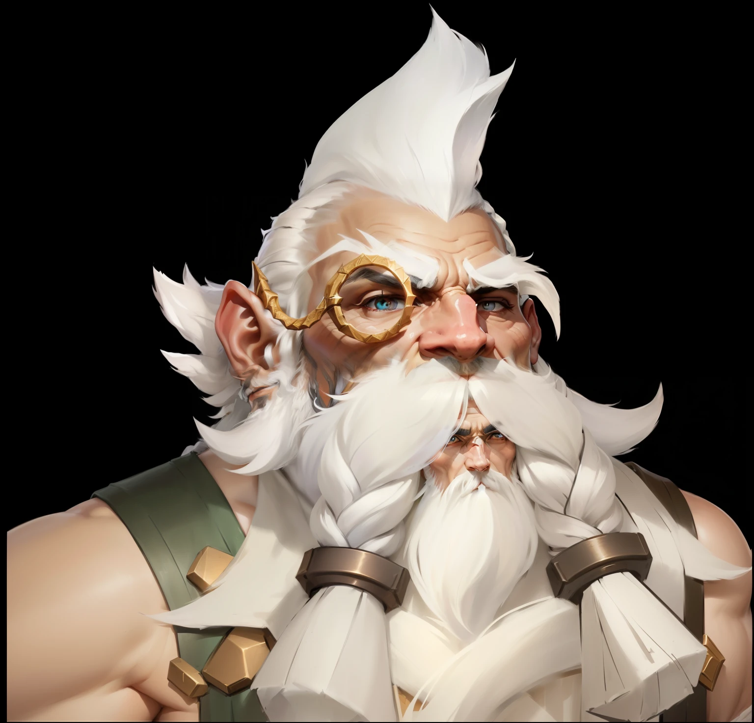 Long white beard,(Braids:1),White long eyebrows,, Character portrait concept art,Diablo concept art