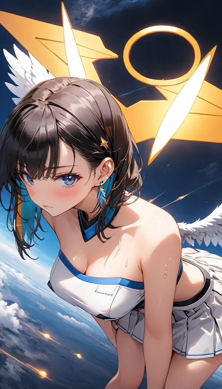 ((Top Quality)), ((Excellent)), (Details),((angel)),,cate , ultra realistic, stunning environment ,vibrant colors,13 years old, Black Hair,(Childish face),((Straight Hair)), shiny hair, Girl ,Medium Breasts, ((Naked)), (topless) , ((from_above)) ,Big Wings,((White Wings)), (A pair of wings) , ((Blue Eyes)), half-smile , extreme_close_up, flying, (close_up) ,upper body ,(Cloud World), (In the sky),(Lots of bubbles),arched back ,,Big Wings, ,(Cloud World), (In the sky),((Lots of bubbles)), shiny hair, blunt bangs , 1 Girl ,((Moderate Bust)), ((Blue Eyes)),masterpiece, (half-smile), ultra realistic ,((Emphasize the cleavage)), ((extreme_close_up)) ,((Emphasize the cleavage)), ((Nude)), ((topless)) , best quality, Natural Light, stunning environment ,vibrant colors ,((extreme_close_up)) , ((extreme_close_up)) ,((Emphasize the cleavage)), solo, outdoors,((Moderate Bust)),((naked))