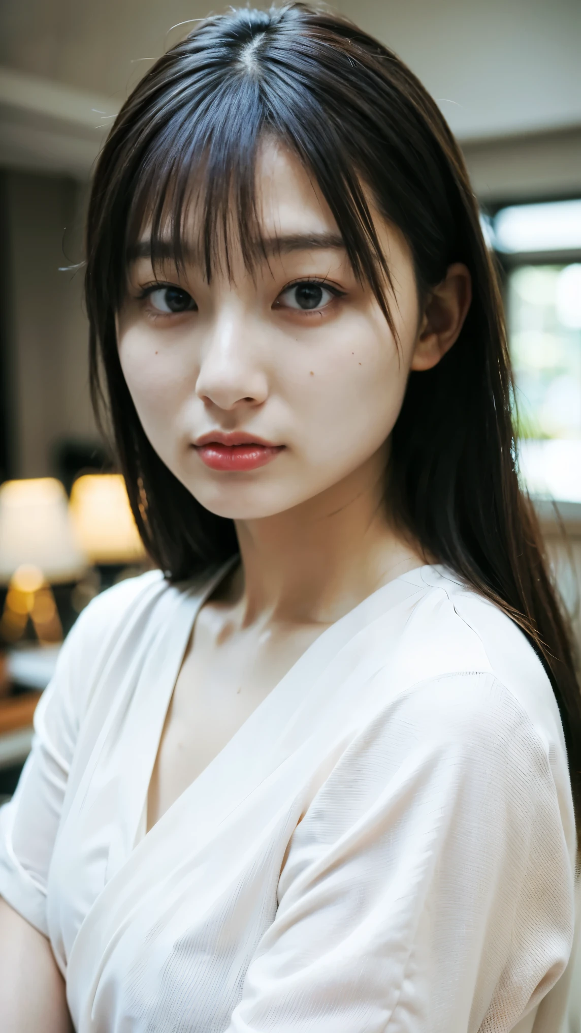 Cute Japanese Women Photos, smile:1.78, 20-year-old, Oil, One Length Hair＆Straight Hair Balm:1.55, (photo Realistic:1.4), (hyper Realistic:1.4), (Realistic:1.3), (Smoother lighting:1.05), (Improving the quality of cinema lighting:0.9), 32K, 1 person,20-year-oldの, Realistic lighting, Backlight, The light shines on your face, Ray Tracing, (Bright light:1.2), (Improvement of quality:1.4), (Highest quality Realistic textured skin:1.4), fine grain, Detailed face,(smile:0), (Emphasis on face close-up:1.3), (Enhances the beauty of skin texture:1.1),((Extremely precise and accurate anatomy:1.0)), (Enhances the beauty of skin texture:1.1), Clean and glowing skin, mesh, thin:1.2, (Realistic:1.3), Realisticなライティング, (Smoother lighting:1.05), 32K, One Japanese woman, fine grain, Detailed face, (Film Grain:1.1),(Accentuates body lines:1.1), High resolution, Natural look, Kind eyes, Improves hair quality, Delicate light and shadow, Transparent muscles, Graceful pose, Beautiful Eyes, Sharp details, Soft light reflection, Beautiful contours, Delicate skin tone, Fine hair texture,Cute Japanese Women Photos,