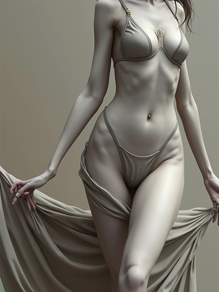 slime woman, slim waist, very detailed full body, very realistic, nude.