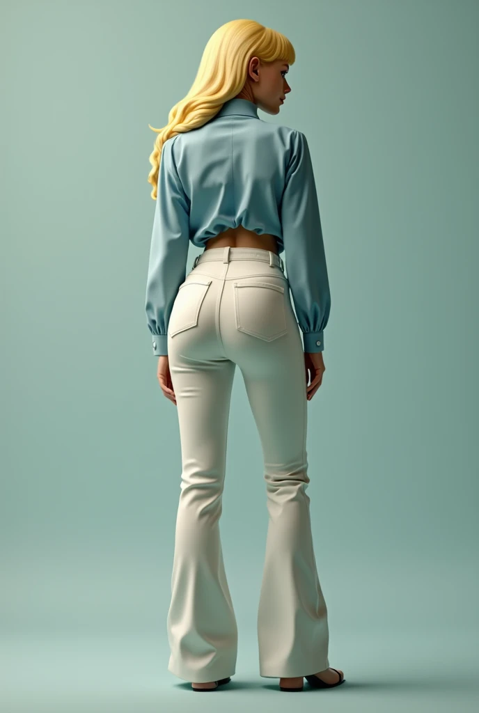 Android 18 (dragon ball) with white pants and blue blouse, back view ...