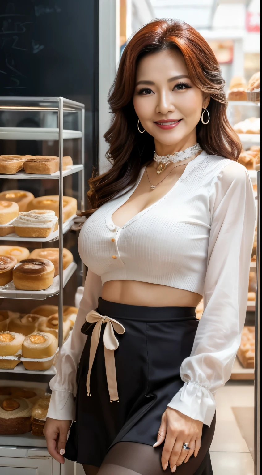 75 years old　mom　milf　Chinese Lady　large earring　Big choker　navel piercing decoration　A bracelet　Silver Hair　realisitic　Gorgeous Madame Beautiful Mature Woman　sexly　Smile　Gentle woman navel piercing　４K　High quality gorgeous madam beautiful mature woman