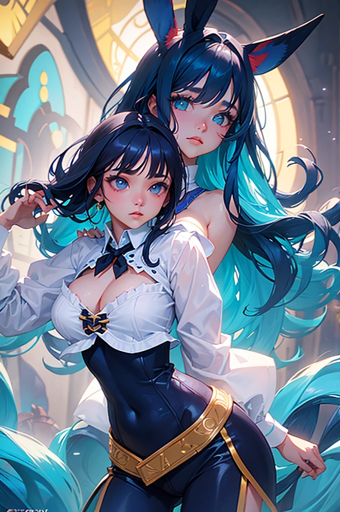 masterpiece, best quality, ultra-detailed, illustration, epic lighting, cinematic composition, 1 girl, rem_re_zero, cute, blue hair, very long hair, (hair over one eye:1.3), blue eyes, garter straps, white panties, lying, on side, closed eyes, , sidewayass, indoors, bedroom, close-up, bed, pillows, night, fantasy, (dark, darkness, pitch black, shadows:1.4), (8k:1.1),