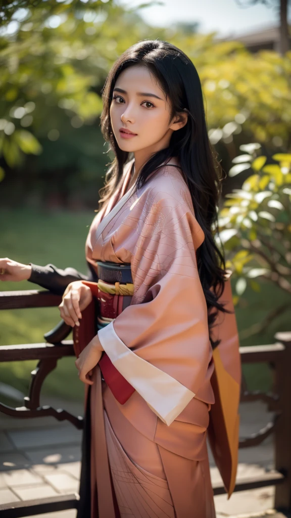 (((1woman)))  a hyper realistic ultra detailed photograph of a pretty japan woman full pose style photorealistic full pose style at village background, long black hair, red eyes, kimono, dynamic pose, holding staff,  picture from head to leg, detailed symmetric beautiful hazel eyes, detailed gorgeous face, 30-megapixel, 4k, Canon EOS 5D Mark IV DSLR, 85mm lens, sharp focus, intricately detailed, long exposure time, f/8, ISO 100, shutter speed 1/125, diffuse back lighting, award winning photograph, facing camera, looking into camera, monovisions, perfect contrast, High sharpness, facial symmetry, depth of field, ultra-detailed photography, raytraced, global illumination, TanvirTamim, smooth, ultra high definition, 8k, unreal engine 5, ultra sharp focus, award-winning photograph, trending on artstation, realistick 8k