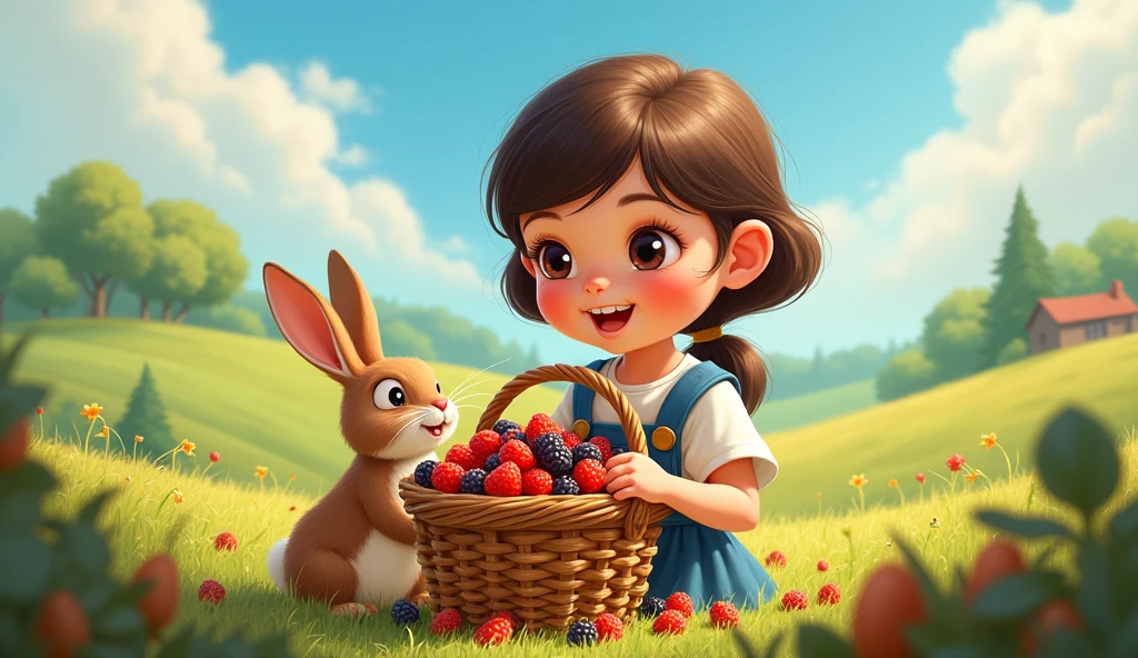 The girl is feeding the rabbit beautiful golden carrots, and the rabbit is happily eating them.