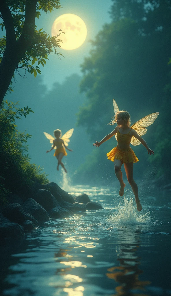 two fairy girls smiling, modeling for dulce and gabanna, fairies, enchanted forest in the background, elf ear, --auto --s2