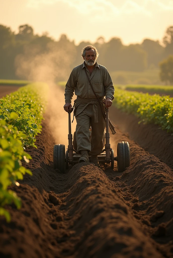 A man weeding a field