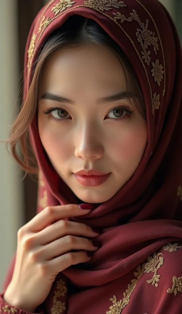 STABLE DIFFUSION 2.1 REALISTIC PHOTOREAL HIJAB, (((IU))), (((cute feelings Loved))) Masterpiece, absurdres,award winning photo, extremely detailed, amazing, fine detail, (extremely detailed eyes:1.125) and face, by lee jeffries nikon d850 film stock photograph 4 kodak portra 400 camera f1.6 lens rich colors hyper realistic lifelike texture dramatic lighting unrealengine trending on artstation cinestill 800 tungsten, beautiful woman, ulzzang-6500, smiling seductively, excited,