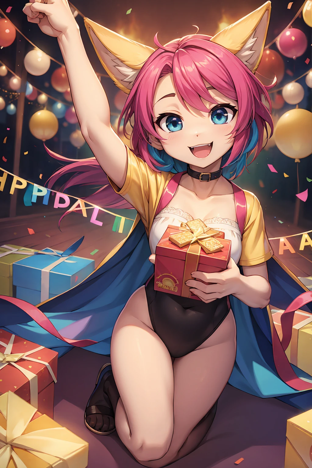 high resolution,8k,Vibrant colors,Official Art,Celebrating a birthday with crackers