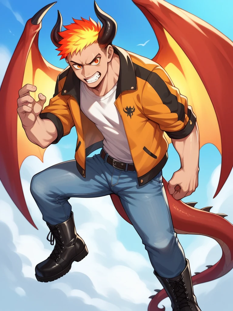 Huge muscles,cramped clothes,Young boy,,(((8-year-old boy)))Blue hat,Spiky Hair,Red vest,An innocent smile,Double teeth,Beyblade battle,(((Huge penis))),Crying face,(((Anal Sex,rape))),Body Harness,A lot of drool and sperm,Demon body and wings