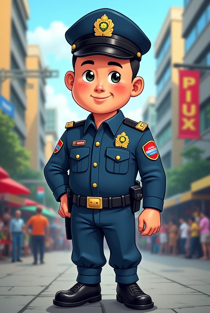 Create for me an image of a light brown policeman looking at the photo --auto --s2