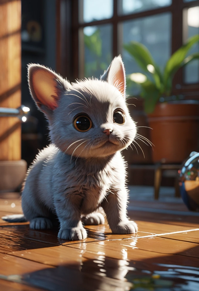 Cute Pets, Liquid Metal, [ 3D Rendering, 3D Style, Super detailed, Octane Rendering, Unreal Engine 5, RTX Shaders, Super detailed texture with reflection, High resolution, Ultra-realistic, Ray Tracing], By James MacDonald and Joak Architects, Home, interior, Octane Rendering, Deviant Art, Cinematic, Key Art, Hyperrealism, Light of the sun, sunlight, Canon EOS C 300, Ah&#39; 1.8, 35mm, 8k