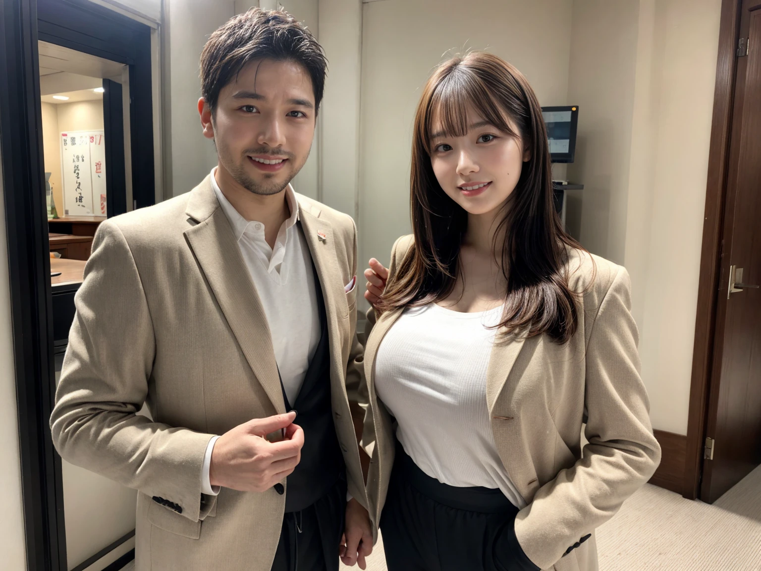 Cute beautiful girl and dandy middle-aged businessman