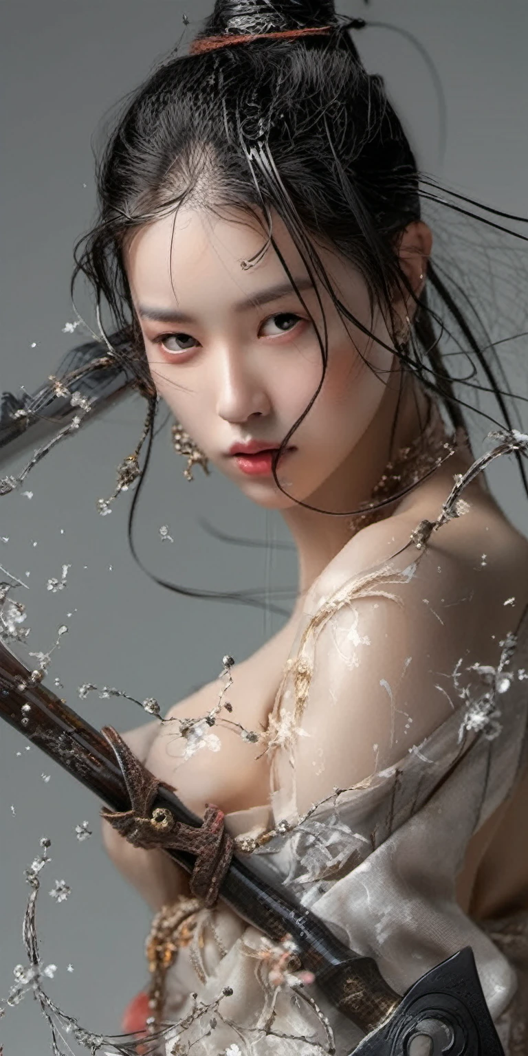 Flute and violin、classical guitar painting、The atmosphere is like that of a musical score.、Sense of luxury、Well-balanced placement、