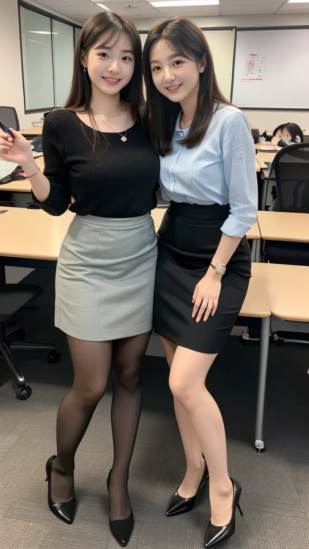 (masterpiece:1.3), High resolution, Very detailed, Very detailed CG Unity 8k 壁紙, Realistic, photo-Realistic, RAW Photos, Beautiful and elaborate face, Pale skin, Realistic glistening skin, High-quality fabric, Detailed hair texture, Perfect Style, Beautiful Face, Accurate, Anatomically correct, Very detailed顔と肌の質感, Beautiful Eyes, Brown eyes, double eyelid, Thin eyebrows, (Droopy eyes:0.65), (Glitter Eyeliner:1.2), Natural Cheeks, Shiny skin, (Fair skin:1.2), Shiny necklace and earrings, (Glossy Lips: 1.4),
break
(Classy and cute girl:1.3), (Random hairstyles for short hair and updos, Wavy Hair, Dark brown hair), (Captivating smile:1.2) (Wearing an elegant business suit:1.3), (Black Stockings), Medium sized , Cleavage、Bl panties、 (In the scassroom:1.2), ((Full Body Shot:1.2)), Skirt Lift