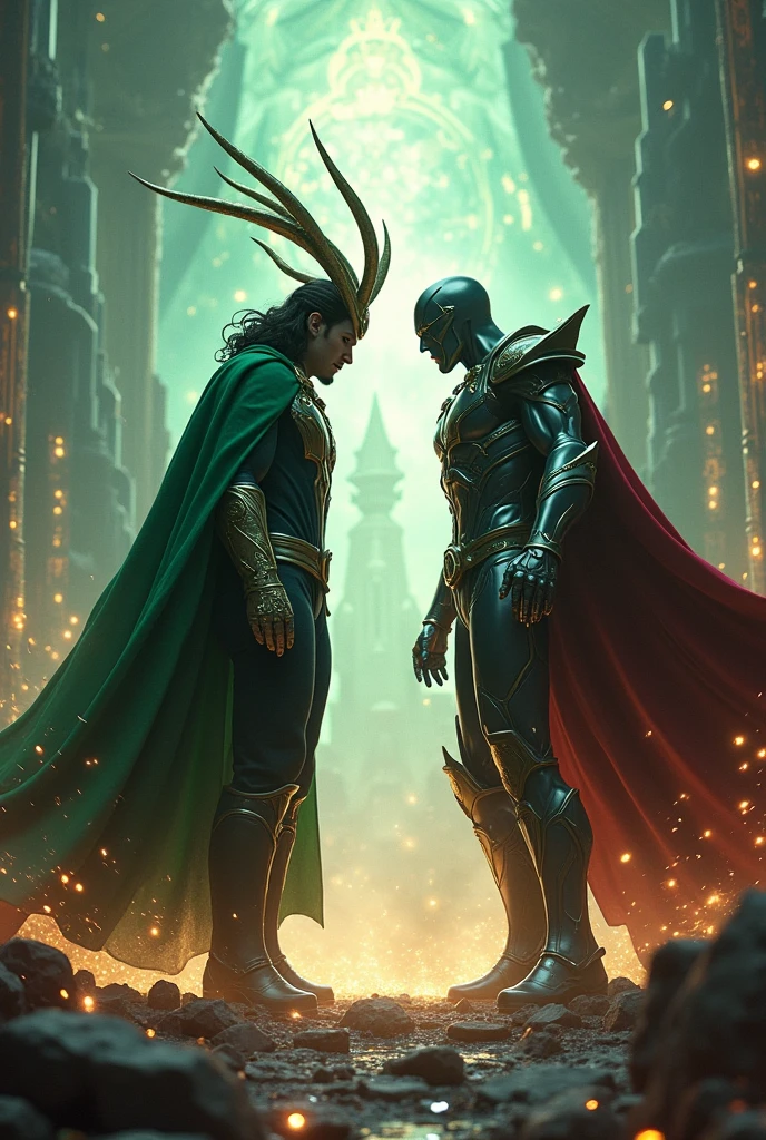 Robot Downey jr aka rdj as doctor doom fight with loki