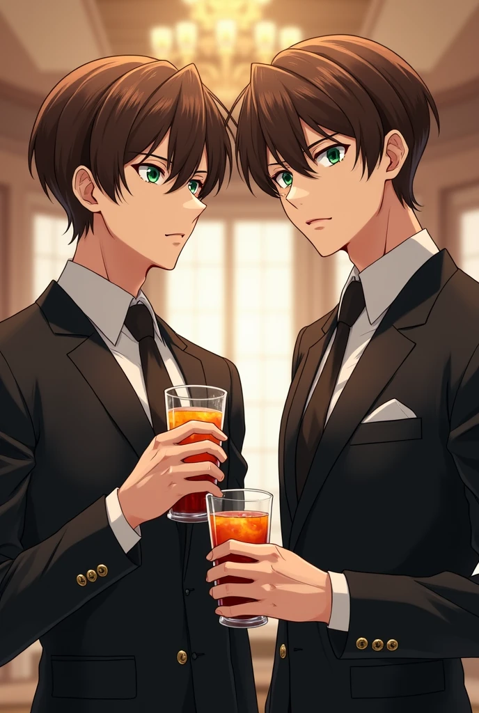 2heads,(Masterpiece, the best quality), ((a man)), living room, drinking