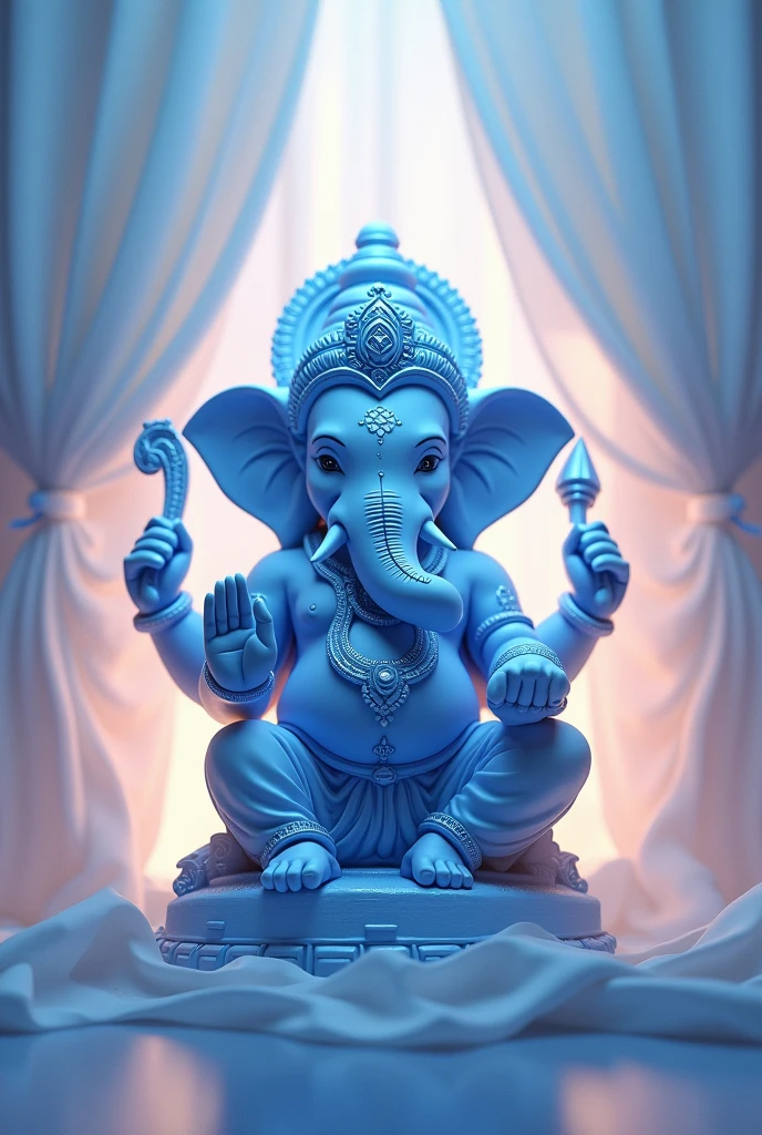 Blue colour Lord ganesh sitting on chair