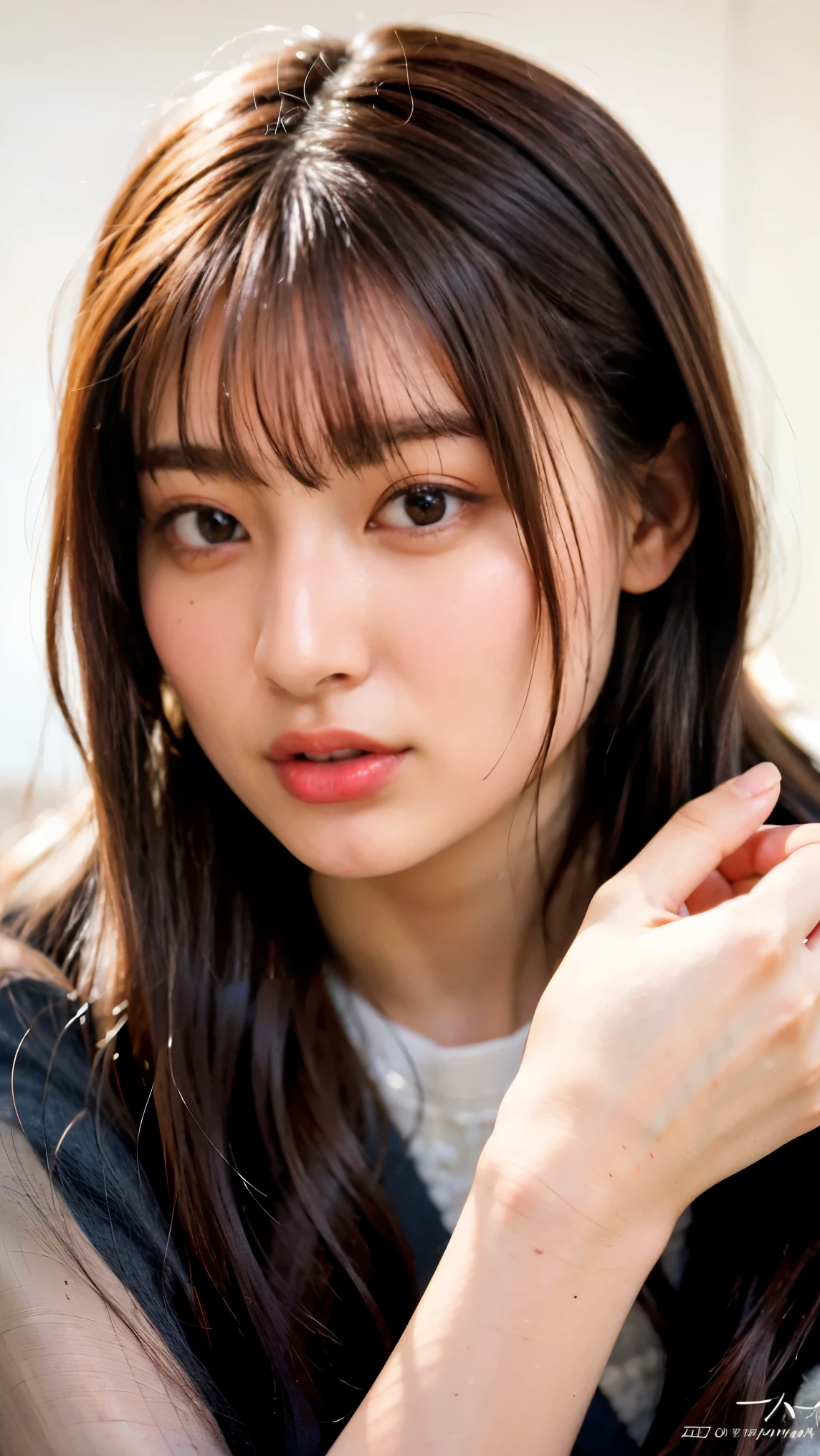 Cute Japanese Women Photos, smile:1.78, 20-year-old, Oil, One Length Hair＆Straight Hair Balm:1.55, (photo Realistic:1.4), (hyper Realistic:1.4), (Realistic:1.3), (Smoother lighting:1.05), (Improving the quality of cinema lighting:0.9), 32K, 1 person,20-year-oldの, Realistic lighting, Backlight, The light shines on your face, Ray Tracing, (Bright light:1.2), (Improvement of quality:1.4), (Highest quality Realistic textured skin:1.4), fine grain, Detailed face,(smile:0), (Emphasis on face close-up:1.3), (Enhances the beauty of skin texture:1.1),((Extremely precise and accurate anatomy:1.0)), (Enhances the beauty of skin texture:1.1), Clean and glowing skin, mesh, thin:1.2, (Realistic:1.3), Realisticなライティング, (Smoother lighting:1.05), 32K, One Japanese woman, fine grain, Detailed face, (Film Grain:1.1),(Accentuates body lines:1.1), High resolution, Natural look, Kind eyes, Improves hair quality, Delicate light and shadow, Transparent muscles, Graceful pose, Beautiful Eyes, Sharp details, Soft light reflection, Beautiful contours, Delicate skin tone, Fine hair texture,Cute Japanese Women Photos,