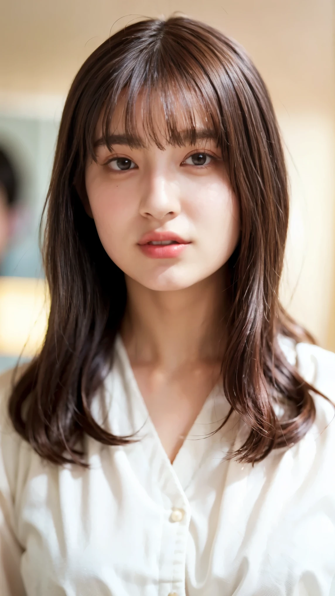 Cute Japanese Women Photos, smile:1.78, 20-year-old, Oil, One Length Hair＆Straight Hair Balm:1.55, (photo Realistic:1.4), (hyper Realistic:1.4), (Realistic:1.3), (Smoother lighting:1.05), (Improving the quality of cinema lighting:0.9), 32K, 1 person,20-year-oldの, Realistic lighting, Backlight, The light shines on your face, Ray Tracing, (Bright light:1.2), (Improvement of quality:1.4), (Highest quality Realistic textured skin:1.4), fine grain, Detailed face,(smile:0), (Emphasis on face close-up:1.3), (Enhances the beauty of skin texture:1.1),((Extremely precise and accurate anatomy:1.0)), (Enhances the beauty of skin texture:1.1), Clean and glowing skin, mesh, thin:1.2, (Realistic:1.3), Realisticなライティング, (Smoother lighting:1.05), 32K, One Japanese woman, fine grain, Detailed face, (Film Grain:1.1),(Accentuates body lines:1.1), High resolution, Natural look, Kind eyes, Improves hair quality, Delicate light and shadow, Transparent muscles, Graceful pose, Beautiful Eyes, Sharp details, Soft light reflection, Beautiful contours, Delicate skin tone, Fine hair texture,Cute Japanese Women Photos,