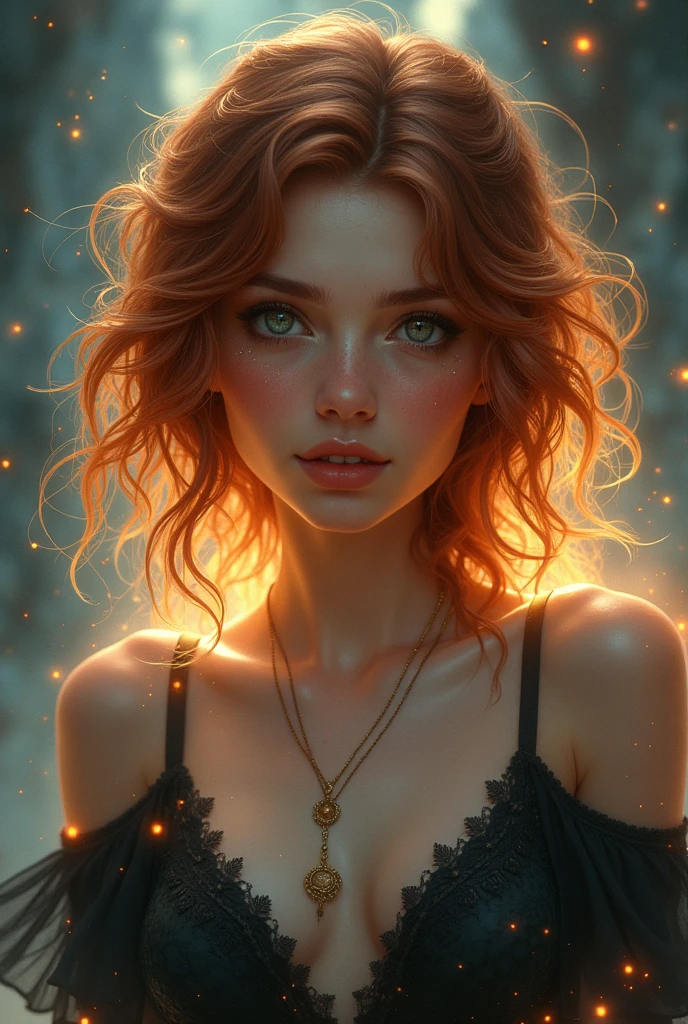 Create a full body image of the most stunningly gorgeous beautiful perfect young sexy young daughter of lucifer, high detailed sexy stunning feminine face, perfect makeup, sexy seductive lips, lipstick, beautiful perfect hour glass body figure, long flowing hair, gigantic natural perky breasts, detailed silky smooth skin, nude, lace thong, hyper detailed perfect nipples, full body view,