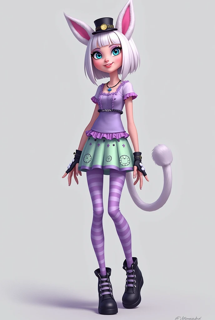Make the hair long and purple. Add fishnet stockings. Change the body fur to be more light gray