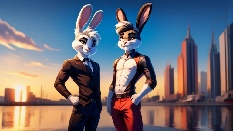Hare, light gray, light gray Hare, in tuxedo, black suit, By mystikfox61