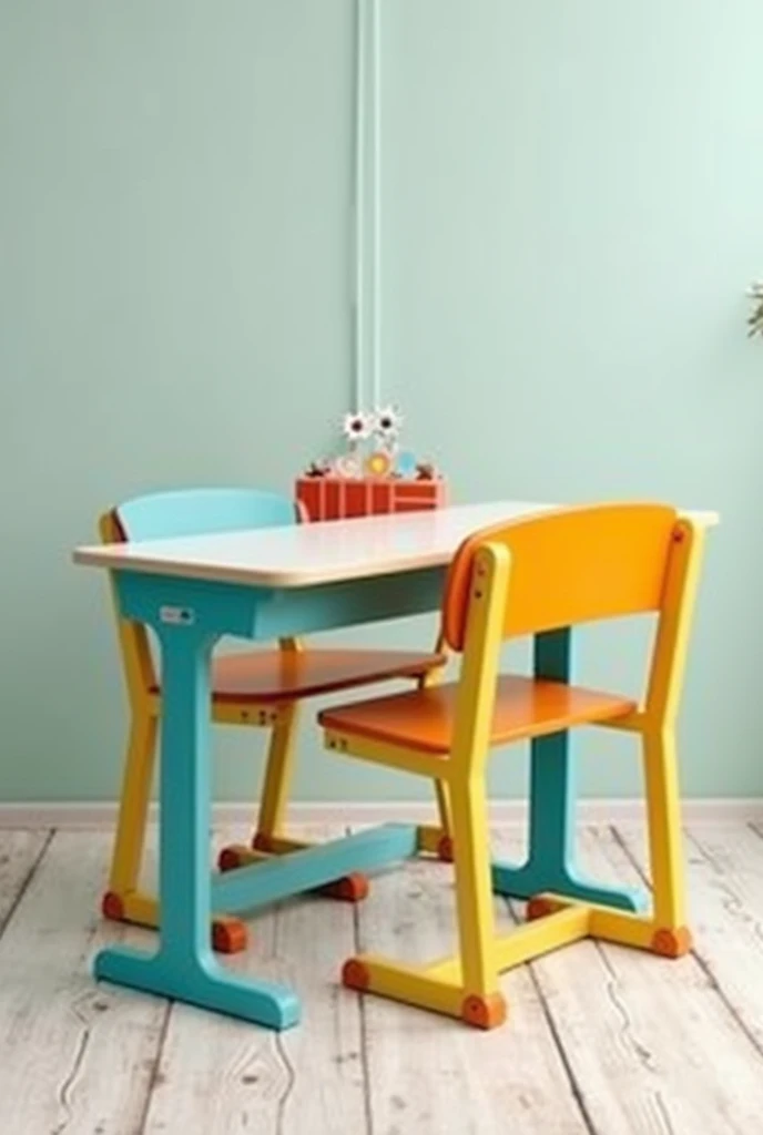 Children's growth companion table and chair,Combine a parent desk with a child's desk,Connected by rotation