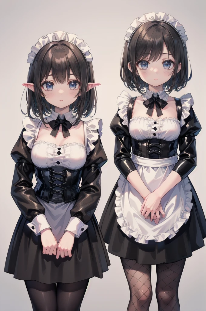 Two beautiful mature women:1.3,Sisters,(Detailed Description,Unbelievably absurd,High resolution,8k wallpaper,masterpiece,Highest quality,Regional Depth,Anatomically accurate depiction),(Glowing Skin,Glowing Skin,Oilskin),((Succubus disguised as a maid)),(Black and white latex maid outfit,Maid Skirt,corset,Fishnet tights,Little devil&#39;s wings),eyelash,(Glowing purple eyes,Crazy Eyes,There is cleavage in the chest,Wicked Smile,Glossy lipstick,The two of them making seductive gestures:1.3,Half-closed eyes:1.2),Sweat,(whole body),Pink light,