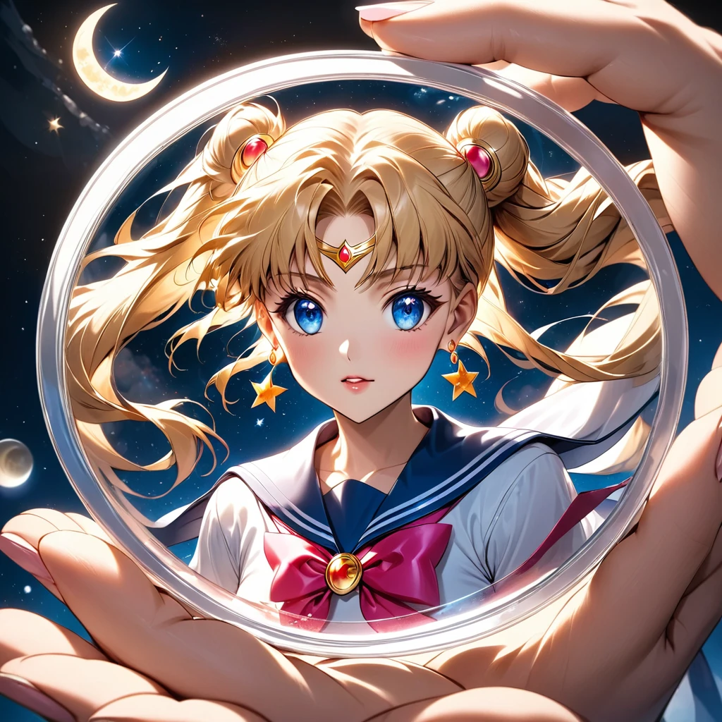 Sailor Moon　Remove the star earrings from the crescent petri dish　Real