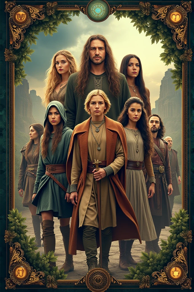 3 women two men in magical attire in fantasy forest