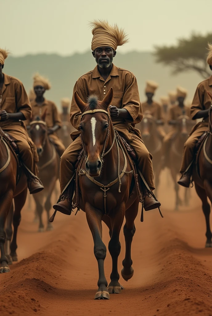 uma imagem de um guerreio jovem andandando a cavalo