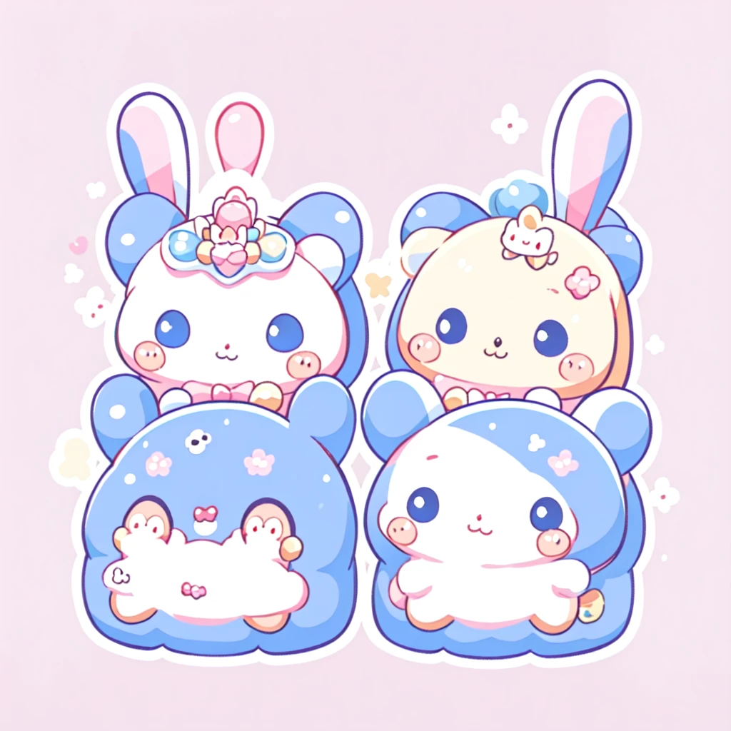 One Blue Rabbit、cute rabbit,cute,kawaii,Sanrio、Stickers、