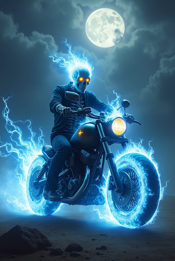 Ghost rider neon city glowing
