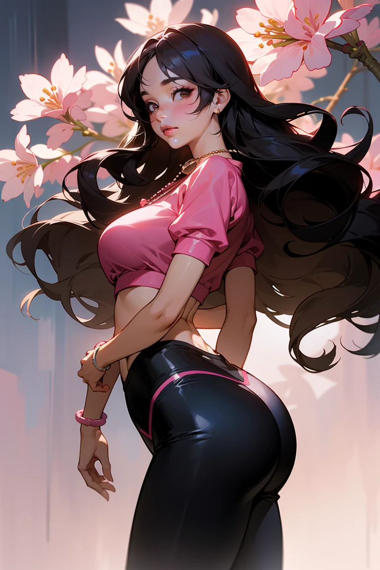 Anime Kawaii sexy Perfect Slim sensual body large breast and huge thighs, An intricate and highly detailed illustration of anime (Young girl). standing alone、high school girl、Caucasian skin、Make-up natural、Bblack hair、bangss、long straight hair、(((White short sleeve upper body t-shirt)))、(((Long, white workout clothes)))、(((Very tight bloomers)))、(((Marine Blooms)))、(((Tuck the bottom of your gym clothes into your shorts)))、breasts big、((big-ass))、(((School's yard)))、(((realistic fingers)))、(((realistic styling)))、((perfect figure))、(((vertical)))、(((rear view)))、(((Future Perspective)))