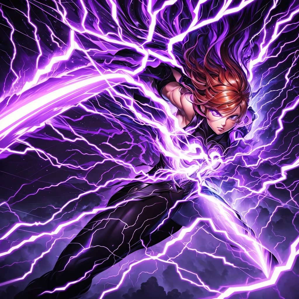 
"Create an illustration in a cartoon vector power logo style featuring bold white outlines and a solid black background. The image should depict the fictional power of purple lightning. The lightning is a striking, vivid purple color that zigzags dramatically across the image, starting from the top left corner and branching out in multiple sharp angles, creating a powerful and intense visual effect.

The lightning bolts should have a glowing, electrifying texture, with gradients of purple that give a sense of energy and movement. The main bolt should be larger and more dominant at the point of origin, gradually tapering off as it extends across the image. Smaller, secondary bolts can branch off from the main one, adding complexity and dynamic motion to the composition.

The pose of the lightning should convey a sense of raw, uncontrolled power, with jagged, sharp lines that create a feeling of intensity and danger. The balance in the image should be maintained by ensuring the lightning doesn’t overcrowd any one part of the composition, instead spreading out in a way that creates visual interest without overwhelming the viewer.

To keep consistency with the previous images, the lightning should be positioned diagonally, similar to the flow of blood in the previous image, but with distinct, sharp edges that contrast with the fluidity of the blood. Small adjustments in the pattern or the number of branches can differentiate it slightly, but it should still maintain the overall style and impact of the other illustrations. Vector 2d shape normal png 物体 The lightning object is just a purple lightning flash without character, png background Accurate, vector 2d