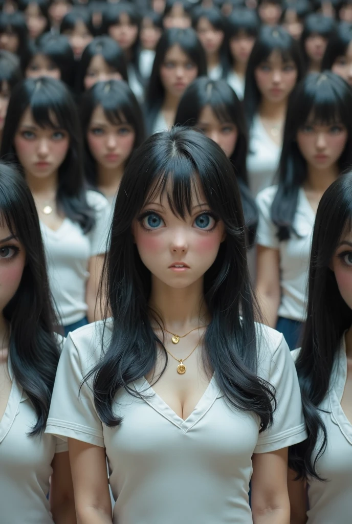 (32K:1.9, Horror expression:1.9, Highest quality, masterpiece, Ultra-high resolution), Perfect dynamic composition, Highly detailed skin and facial textures:1.3, Detailed eyes, Detailed limbs, (The Darkest Dungeon:1.3), Tattered light blue sailor suit:1.5, Cute sexy slim Japanese schoolgirl:1.3, Fair skin, Tilt your head, (5 Zombies:1.8, Crazy behavior:1.7, Zombie touching a woman:1.9, Raindrops falling from the ceiling:1.5), (Her big breasts look like they&#39;re about to burst., areola is not visible, Big cleavage), (A look of despair:1.3, Expression of despair:1.3, Totally captivates you), Beautiful Blue Eyes, Beautiful erotic eyes, Sexy Face, blush, Beautiful sensual atmosphere, Professional random camera work, ((Bloody:1.9, Covered in scars:1.9, Bruises on the face:1.9, Covered in bruises:1.9, Lots of big chains:1.8, Countless chains tangled in clothes:1.8, Chain your right arm:1.8, Chain the left arm:1.8, The right leg is bound with a shackle and chain:1.8, The left leg is bound with a shackle and chain:1.8)), ((The endless chains invade:1.8)), (Too erotic)