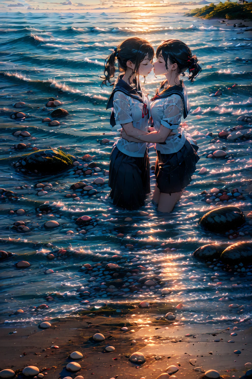 2 girls, heavy rainの中抱き合う二人, Kissing, Kiss each other, Close your eyes, Ocean, Wavy, heavy rain, soaked, Sailor suit, ribbon, Gothic Skirt, navy blue, Long skirt, Lots of water all over the body, splash, Soaking wet, Submersion, Lots of water, Standing in water, Two girls, heavy rainの中抱きしめ合う, Kissing, Kiss each other, Close your eyes, Ocean, Wavy, heavy rain, soaked, Sailor suit, ribbon, Gothic Skirt, navy blue, Long skirt, Wet and shiny, Lots of water all over the body, splash, Soaking wet, Submersion, Lots of water, Lots of water滴, 