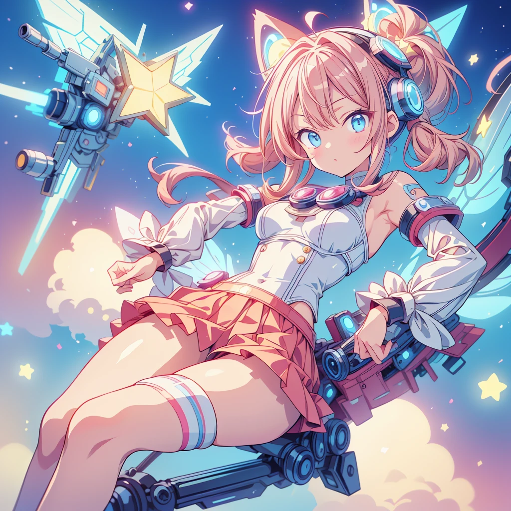 Absurd、Unreal、kawaii tech,A futuristic star-shaped vehicle、