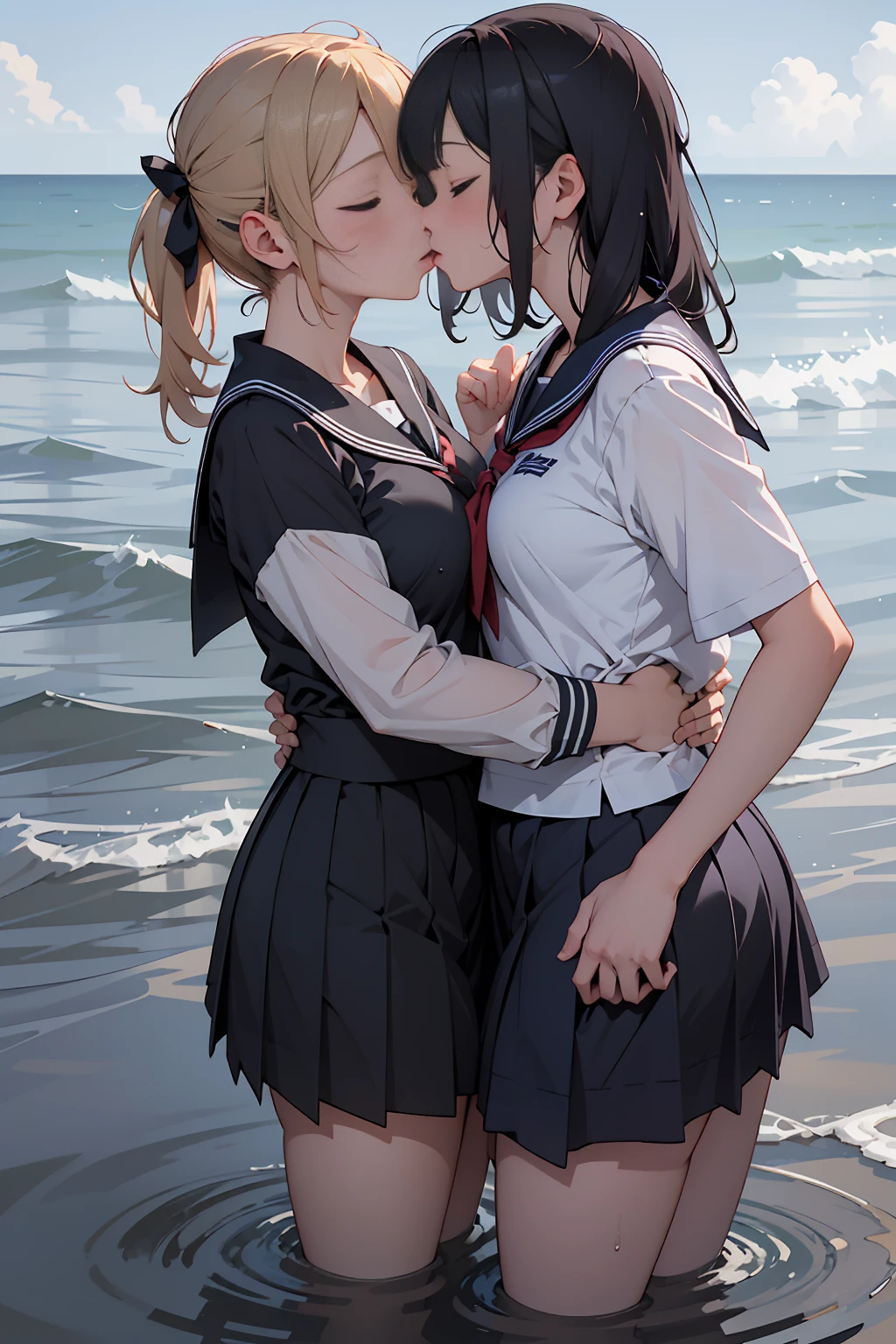 2 girls, heavy rainの中抱き合う二人, Kissing, Kiss each other, Close your eyes, Ocean, Wavy, heavy rain, soaked, Sailor suit, ribbon, Gothic Skirt, navy blue, Long skirt, Lots of water all over the body, splash, Soaking wet, Submersion, Lots of water, Standing in water, Two girls, heavy rainの中抱きしめ合う, Kissing, Kiss each other, Close your eyes, Ocean, Wavy, heavy rain, soaked, Sailor suit, ribbon, Gothic Skirt, navy blue, Long skirt, Wet and shiny, Lots of water all over the body, splash, Soaking wet, Submersion, Lots of water, Lots of water滴, 