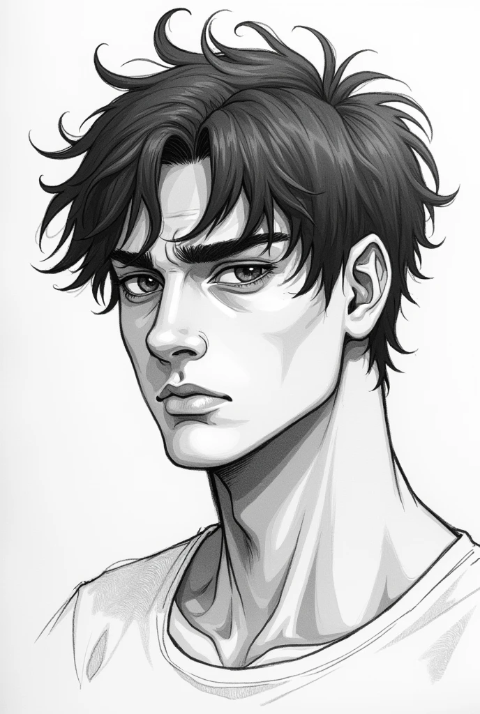 <lora:Pencil_Sketch_Dim64_SD:1> (Pencil_Sketch:1.2, messy lines, greyscale, traditional media, sketch), unfinished, hatching (texture), 1man, 20yo, young man, perfect face, handsome, slim body, instagram model, close-up shot