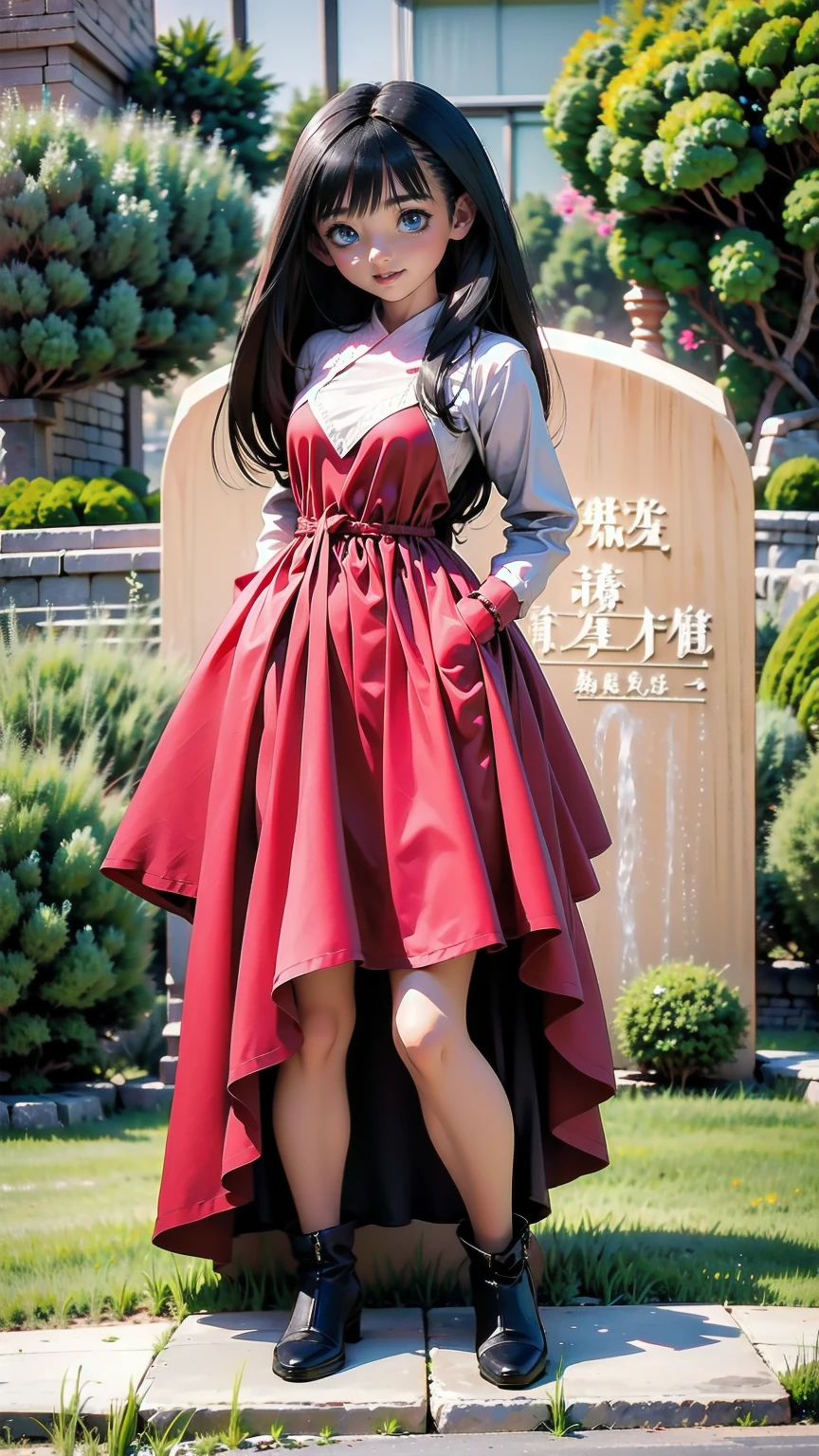 、beautiful girl、とてもcute天使、Pink Gothic Dress、cute、Baby Face、smile、Long skirt、Black long boots、