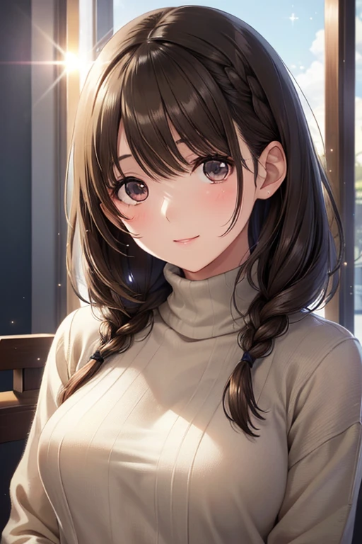 masterpiece, best quality, ultra detailed, highres,8k,BREAK,20 years old,girl,brown hair ,face focus, smile,