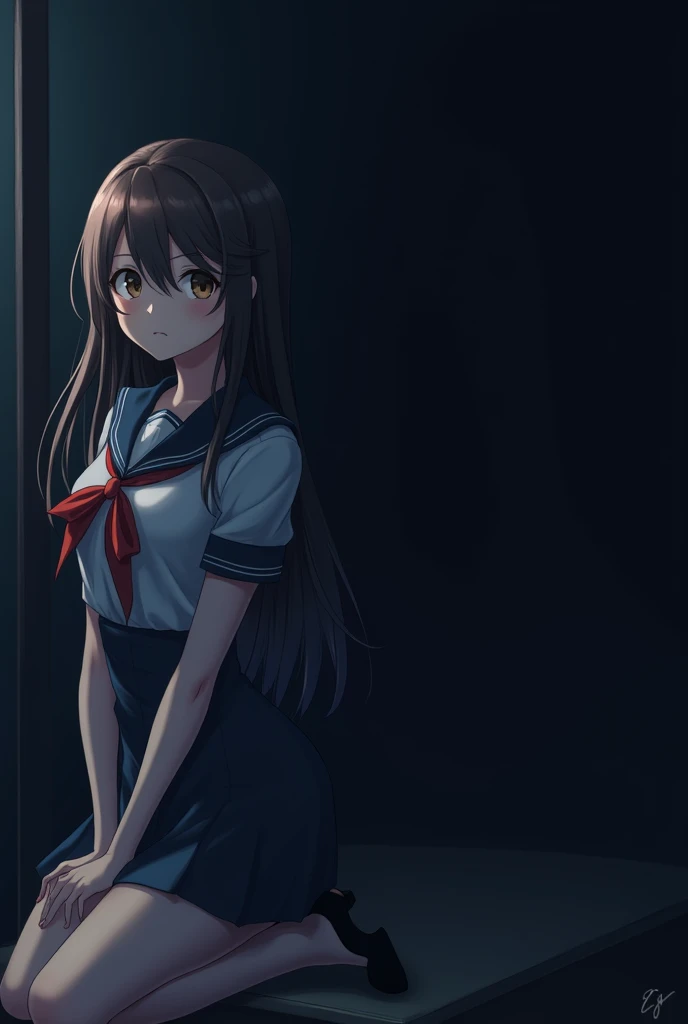 1 girl, Tied up, (Tied up:1.5), (underground室内, underground, torture chamber), (Tie your ankles, Wrist restraint), (blush:1.5), (Are crying:1.1), (Watery eye:1.1), (Struggle:1.5), (blush, Worried, Scared, Watery eye), Junior high school girl, ((Tight clothing, Short sleeve, Sailor suit, mini skirt, No shoes)), Perfect body, Thick thighs, Perfect Face, Beautiful Face, Beautiful Eyes, Detailed eyes, Taunt, whole body, Side view