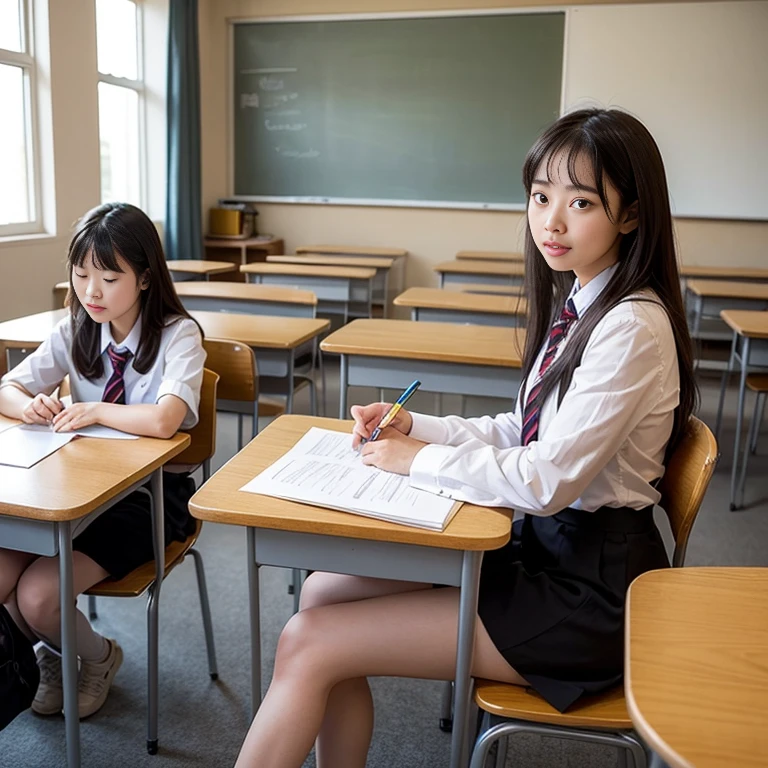Completely naked、high school girl、classroom