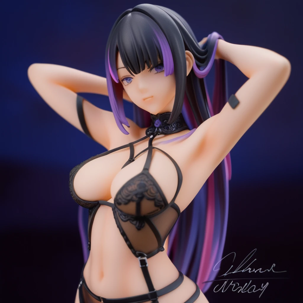 huge tit　エロ　swim wears　cat ear　Purple hair　red eyes　embarrassed from