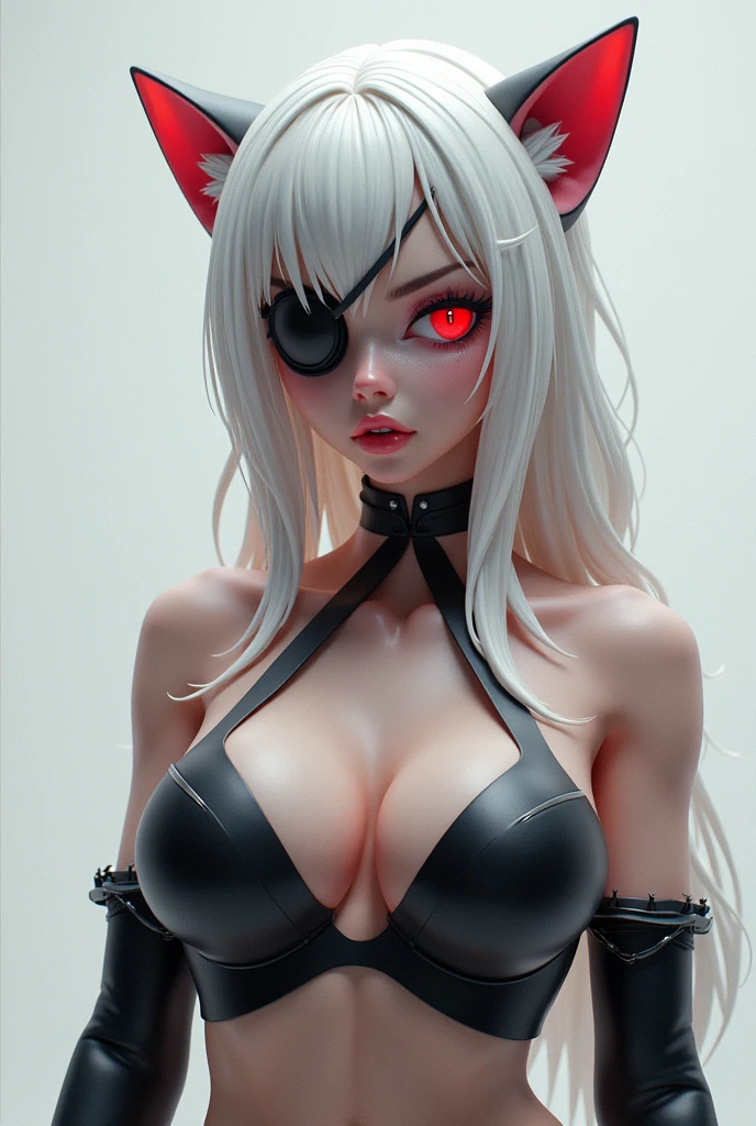 a girl with ahegao expression, full body portrait, (tribal tattoos all over body, wing tattoo on chest), comical pose, white bob haircut, (white lingerie), sexy